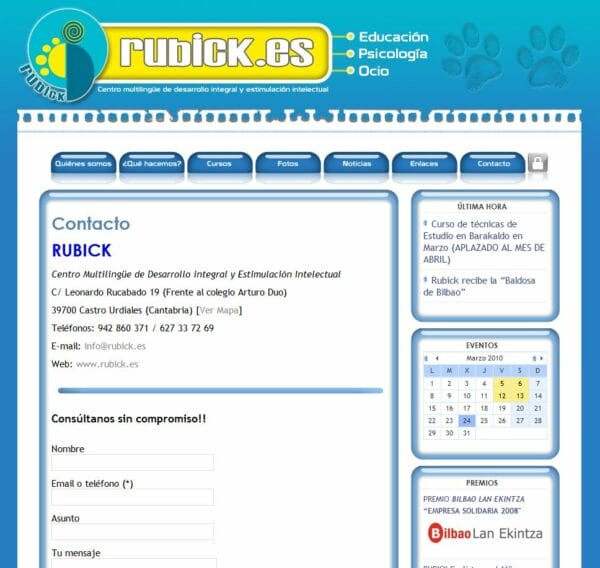 Página Web Dinámica para Centro Rubick