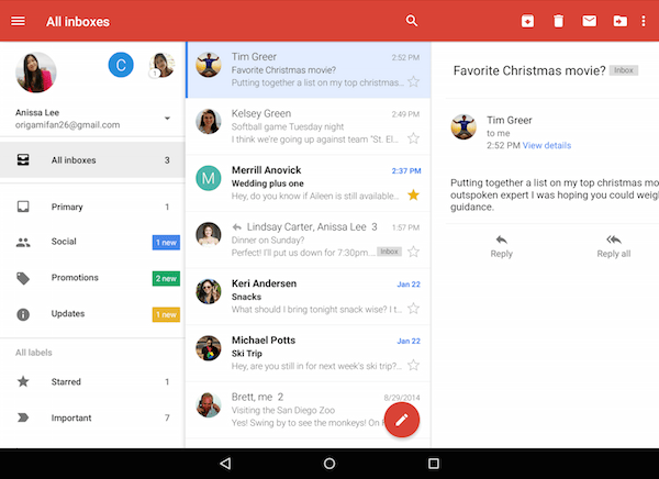 Ahora Gmail para Android dispone de bandeja de entrada unificada