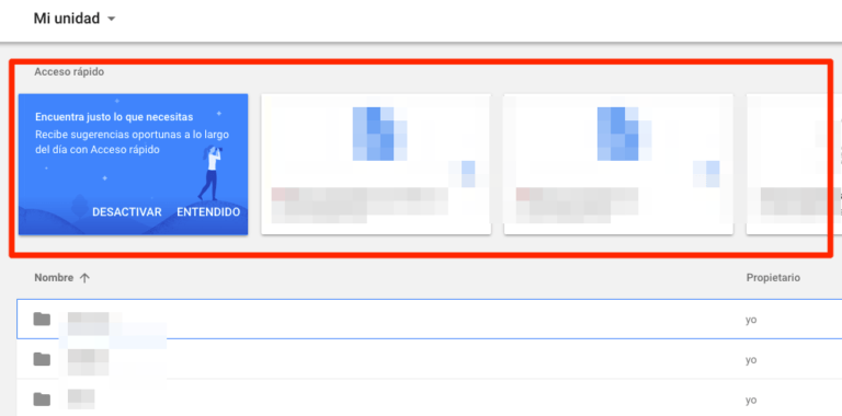 Google Drive añade una nueva función llamada Acceso rápido para darte sugerencias basadas en sus algoritmos