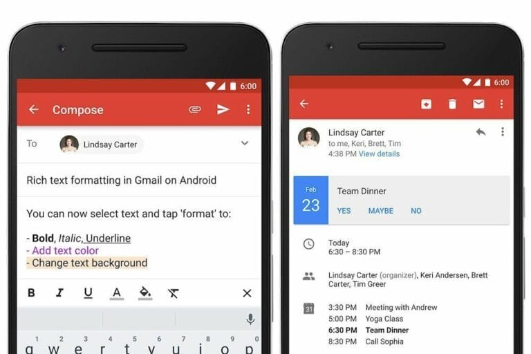 Ahora Gmail te permite dar formato al texto y contestar a las invitaciones de eventos desde la aplicación para Android