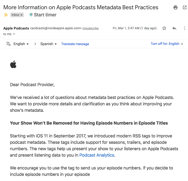 Apple manda un email a podcasters con consejos y cunde el pánico
